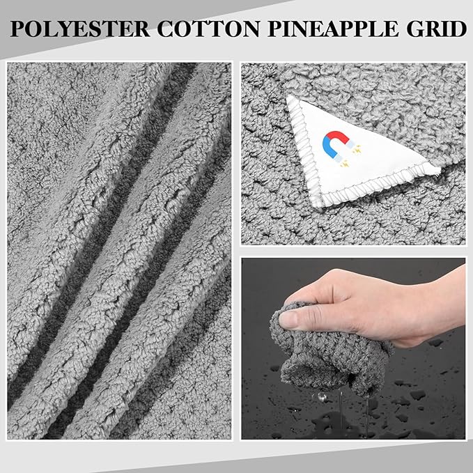 Fanfanwin 8 Pcs 10" x 10" Magnetic Cleaning Cloth Dry Erasers for White Boards Extra Strong Magnetism Microfiber Eraser for Blackboards Classroom Home Reusable Washable(Pineapple Grid Cloth)