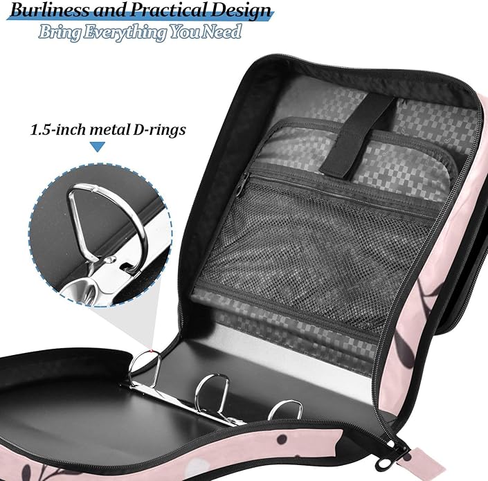 Kcldeci Zipper Binder Organizer 1.5inch 3 ring binder Bag for School and Office Expanding File Folder