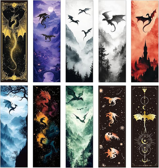 Dragon Bookmarks Gifts for Men - 100 Pcs Fantastic Bookmark Witchy Dragon Book Mark Cool Animal Page Marker Clip Gift for Book Lovers Reading Bookish Bookworm Office