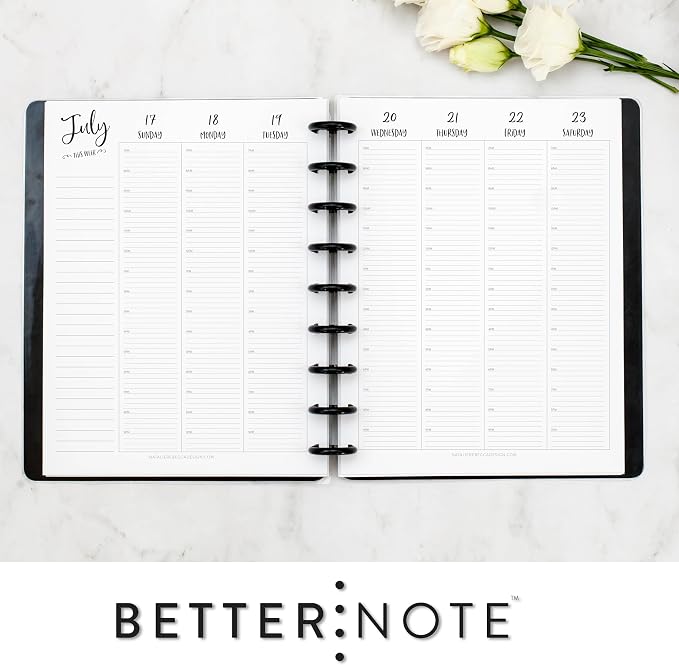 BetterNote July 2026 - June 2027 Academic HOURLY Calendar for Disc Notebook, Fits Levenger Circa, Big Happy Planner, Staples Arc, TUL, Discbound (9-Disc, 7"x9.25", Whimsy)