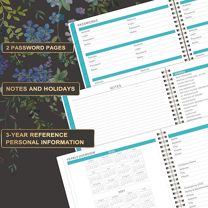 2026 Monthly Planner - 9'' x 11'', Large 12 Monthly Calendar/Planner 2026, Jan. 2026 - DEC. 2026, 2026 Calendar Planner with Twin-wire Binding, Note Pages, Tabs, Inner Pocket, Thick Paper