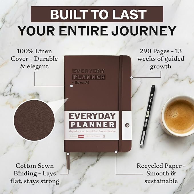 Undated Daily Planner | 90 Day Daily & Weekly Productivity Journal with Hourly Schedule, To Do List, Goal Tracker & Habit Tracker | ADHD Planner for Men & Women | Hardcover Agenda
