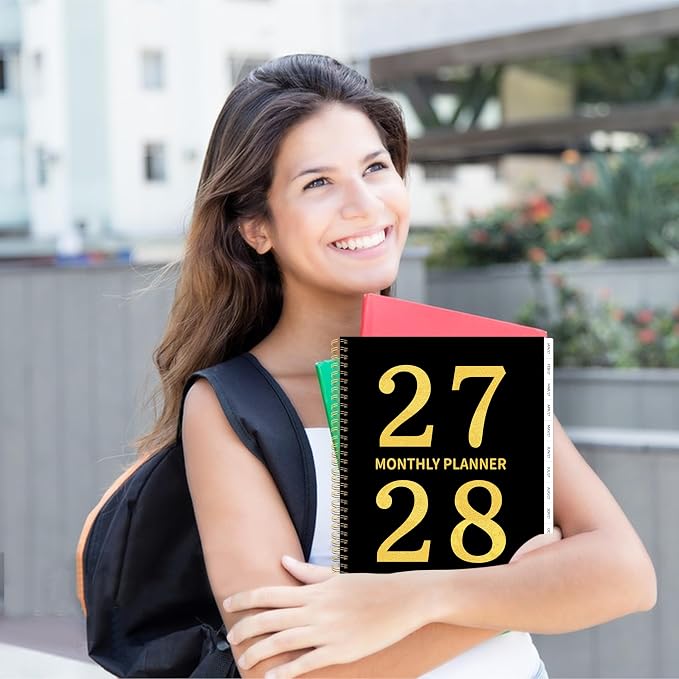 2027-2028 Monthly Planner - 2 Year Monthly Planner/Calendar 2027-2028, JAN 2027 – DEC 2028, 24 Months Calendar Planner, 9" x 11", Holidays, Tabs, Double-Side Pocket, Thick Paper, Polypropylene Cover