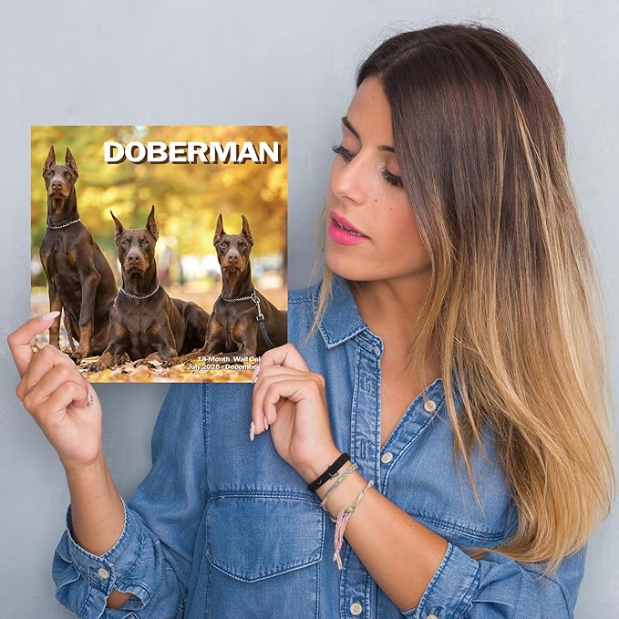 2025-2026 Wall Calendar,Doberman Wall Calendar, 12" x 24" Open,Family Planner Calendar Organizer with Doberman Images, for Dogs Lovers