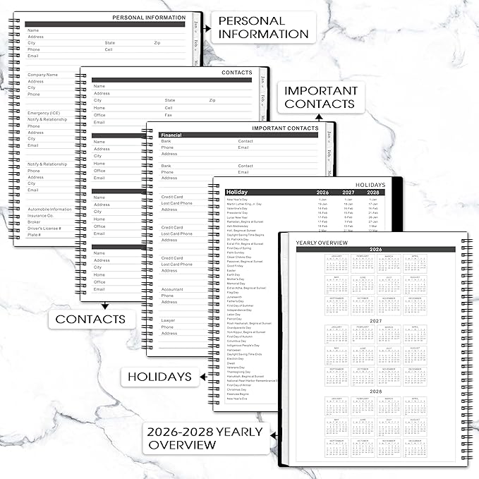 2026-2028 Monthly Planner - Monthly Planner from July 2026 to June 2028, 2026-2028 Planners 8.5'' x 11'', 24 Tabs, Inner Pocket