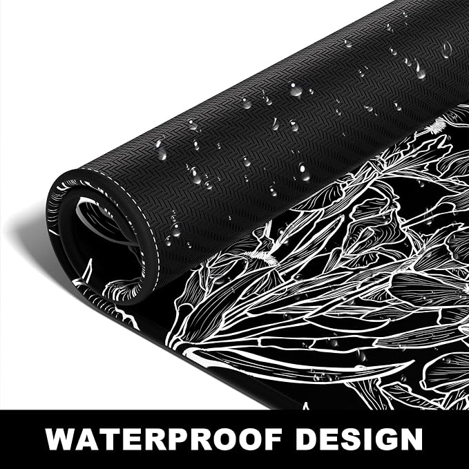 BOSOBO Large Mouse Pad, Desk Pad, XXL XL Extended Gaming Mouse Pad, Desk Mat for Office & Home, Long Keyboard Mat, Huge Mouse Pad, Desktop Full Cover 35.5 x 15.7 Inches, Art Impressionist Flower Black