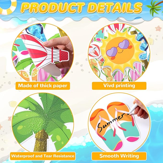 Summer Classroom Bulletin Board Decorations Flip Flop DIY Name Craft Cutouts with Paper Flip Flop Into Summer Cutouts Hawaiian Tropical Bulletin Board for Student Teacher Back to School Supplies
