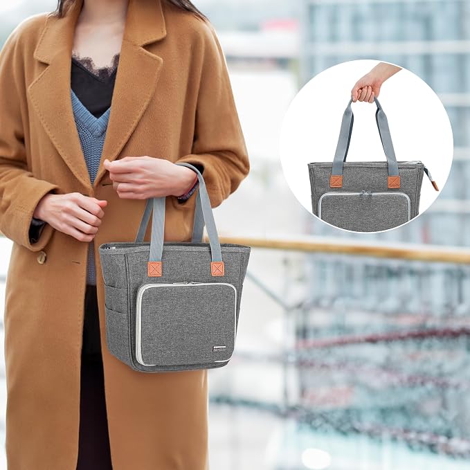LUXJA Bible Case Tote for Women, Bible Bag with Multiple Pockets for Bible Study Items, Gray