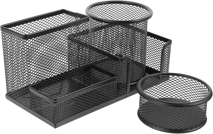 Amosfun Pen Holder Desktop Wire Mesh Desk Organizer Stationary Storage Rack School Home Office Art Supplies
