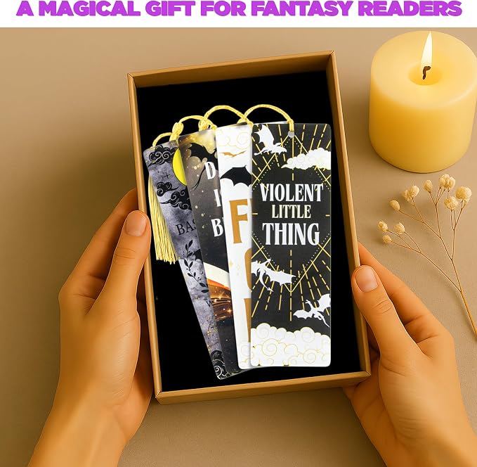 Dragon Bookmarks – Set of 4 Acrylic Fantasy Bookmark with Tassels, Cool Bookmarks for Men and Women, Dragon Gifts for Women, Luxury Bookmark for Fantasy Lovers and Book
