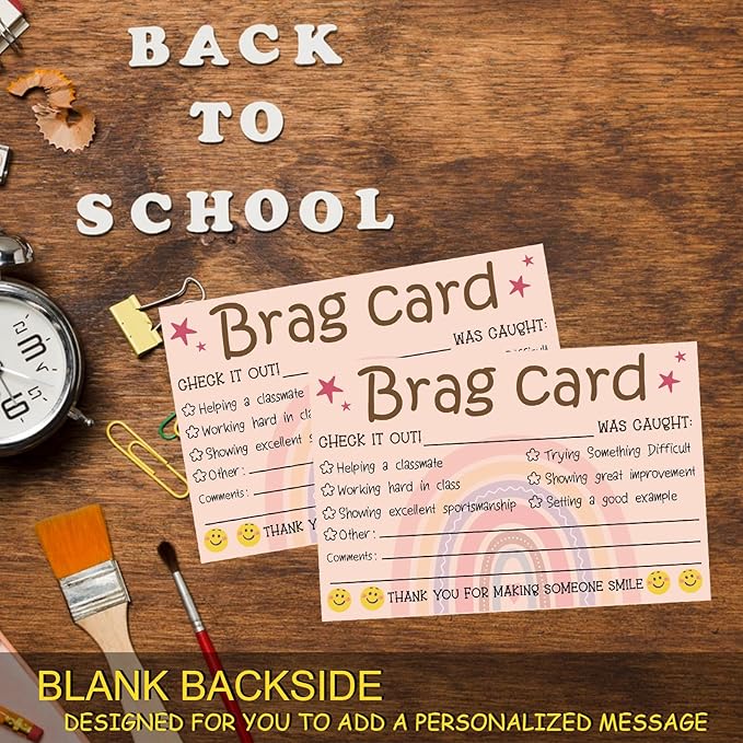 Boho Teacher Mail Brag Cards - 50 Postcards for Positive Notes Home to Parents, Classroom Incentive Cards for Elementary School Teacher Supplies