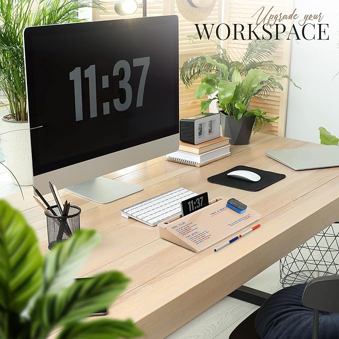 Birch Small Desktop Whiteboard – Glass Dry Erase Board Desk Pad Keyboard Stand with Storage Compartment Adjustable Dividers 3 Markers, Eraser & Holder – Perfect for Office, Home, & School (Sand)