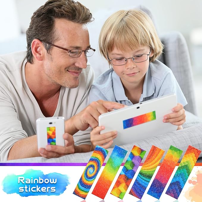 Gersoniel 72 Pcs Anxiety Sensory Stickers Calm Stickers Adhesive Textured Mental Health Strips Mindfulness Fidget Decals Stress Anxiety Relief Items for Desk Therapy Office Counselor(Rainbow)