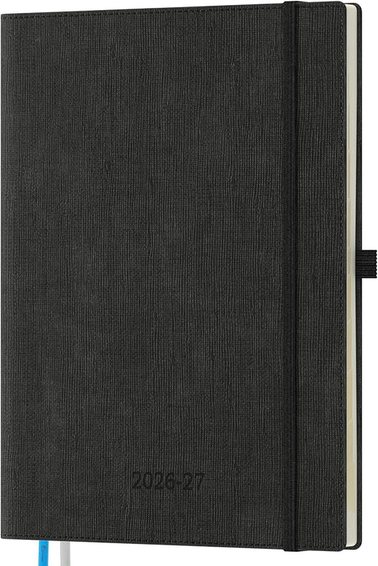 2026-2027 Weekly and Monthly Planner (July 2026–December 2027), 8.5"x11.5", Vertical Layout, 18 Months Agenda with Month Tabs & Pocket, Academic Calendar with Vegan Leather Cover, Black