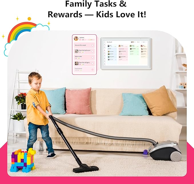21.5 Inch Digital Calendar, Full HD Touchscreen Smart Planner for Family Schedules - Wall Mount, Great for Seamless Daily Planning & Household Organization, with LED Reminder Light