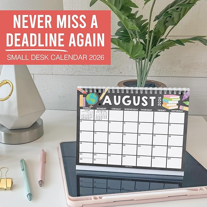 Small Desk Calendar 2026-18-Month 2026 Desk Calendar Small for Home, Office & Classroom, Standing Flip Desks Calendars 2026-2027, Teacher Appreciation Gifts, Graduation Gifts