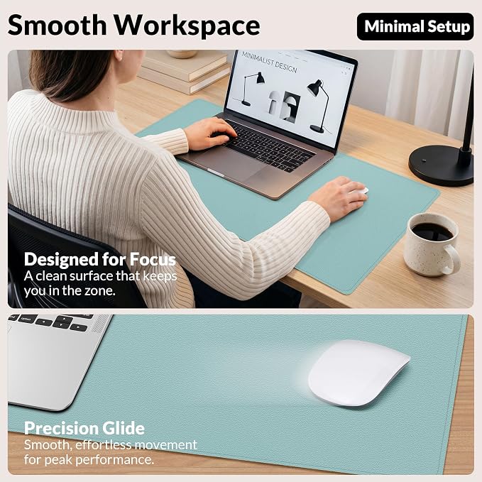 AFIING Cork Desk Mat, Rose Pink, 23.6" x 13.8", Desk Pad Protector | Dual-Sided Cork & PU Leather, Waterproof, Non-Slip, For Office, Home & Study