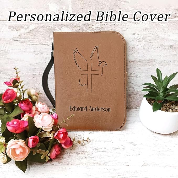 Personalized Bible Cover Custom Leather Bible Case with Handle Bible Study Accessories Supplies Christian Gifts