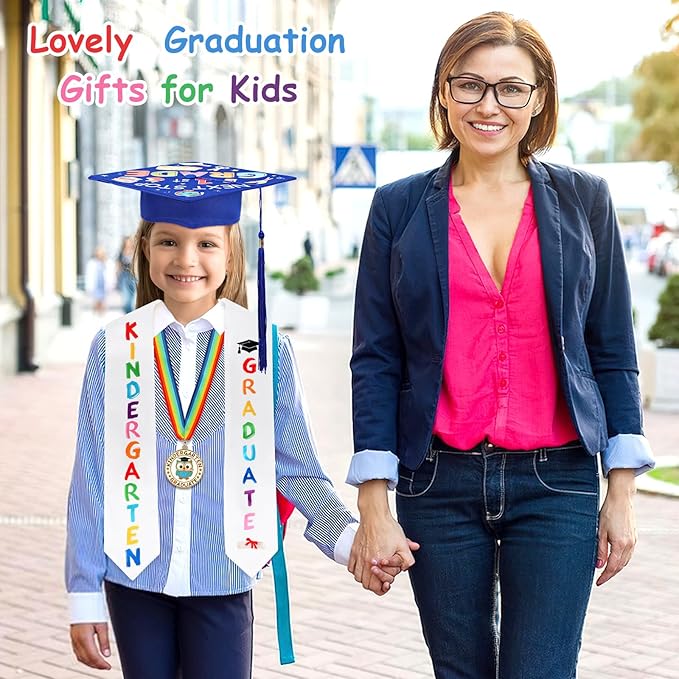 Kindergarten Graduation Cap Stole Medal Set, 2026 Preschool Kindergarten Graduation Gifts Party Supply for Boys Girls