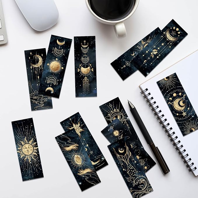 12 PCS Cool Night Sky Bookmark, Bookmarks for Book Lovers, Bulk Bookmarks for Men, Unique Book Mark for Boys, Girls, Students, Classroom Gifts, School Prize, Reading Present