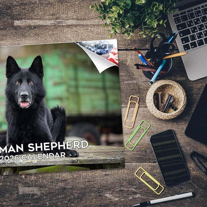 2025 2026 German Shepherd Calendar - Dog Breed Monthly Wall Calendar - 12" x 18" Open - Thick No-Bleed Paper - Giftable - Academic Teacher's Planner Calendar Organizing & Planning - Made in USA
