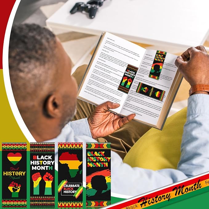 ReliThick 72 Pcs Magnetic Juneteenth Bookmarks 2.95 inch Magnetic Black History Page Markers Page Clips Juneteenth Black History Month Party Decorations Africa American Celebration Gifts