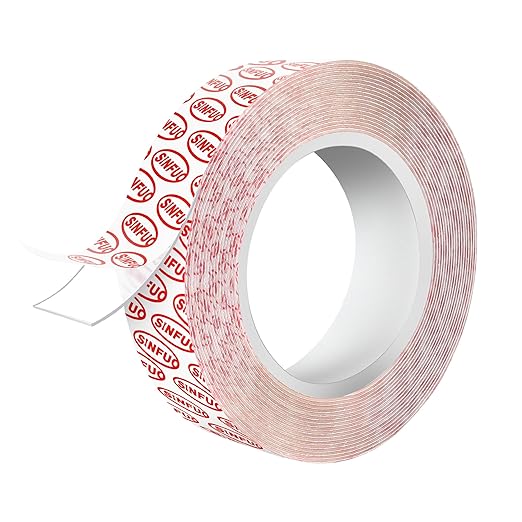 Sinfuo Double Sided Tape Heavy Duty, Removable Nano Double Sided Adhesive Tape(22Ft), Removable Damage Clear Mounting Tape Picture Hanging Adhesive Strips