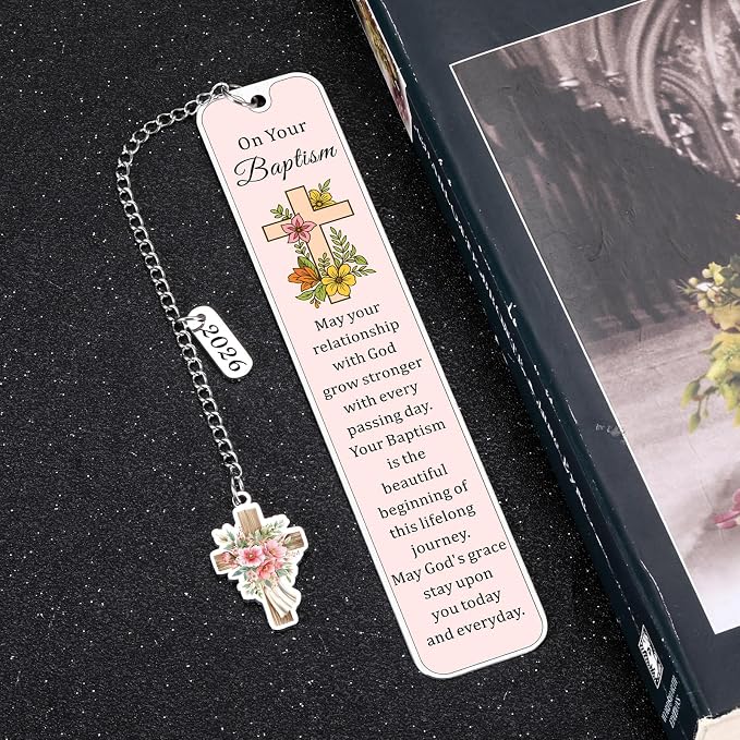 Baptism Gifts for Teen Girl Women 2026 - Christian Bookmarks Baptism Gifts for Girls 8-10, Religious Bookmarks Catholic Baptismal Christening Gift for Girls, Easter Basket Stuffers for Teens Adults