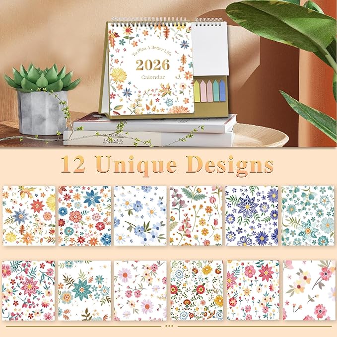 Small Desk Calendar 2026, Standing 2026 Desk Calendar, Jan 2026 to Dec 2026, 8" x 10", Monthly Flip Desktop Calendar with To Do List, Your Personal Desk Planner Orgazier with Pocket for Work Office