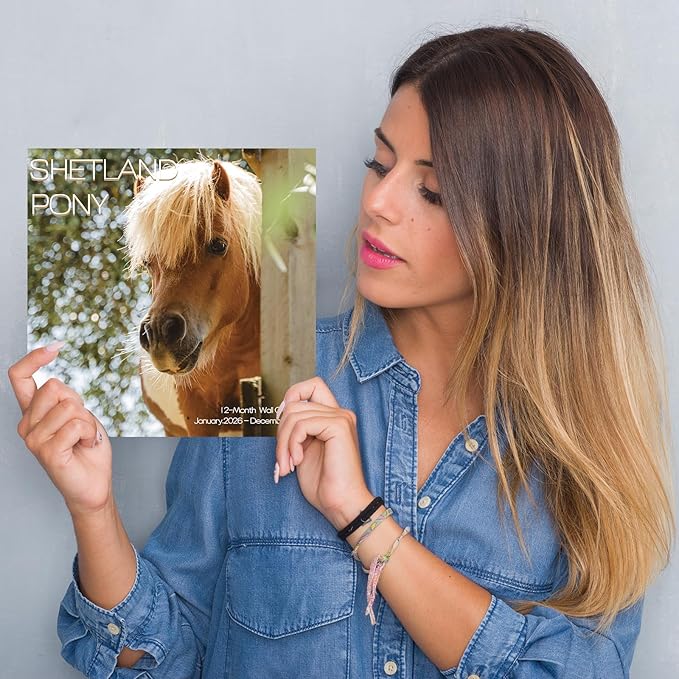 2026 Wall Calendar,Calendar 2026,Shetland Pony Cattle Monthly Wall Calendar, 12" x 24" Open,Family Planner Calendar, Home & Office Organizer,Hangable