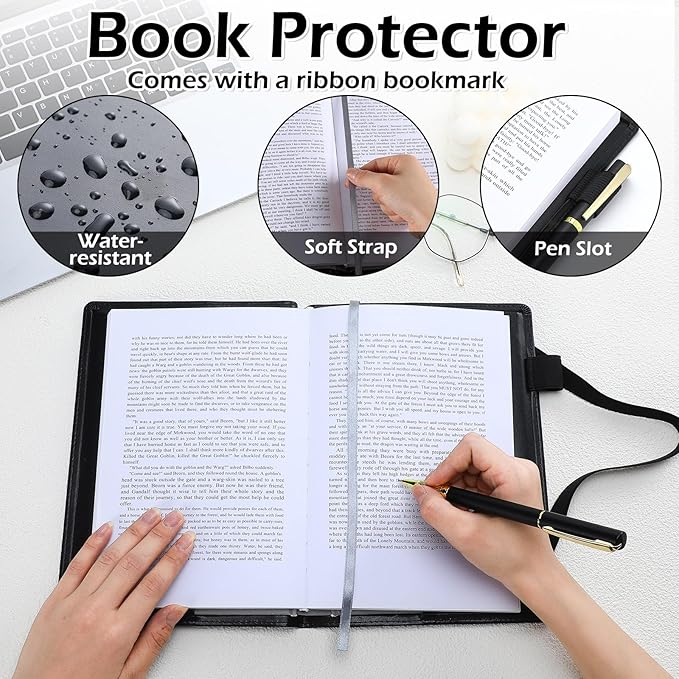 Motipuns 2 Pack Double AA Book Cover & 12 Steps & 12 Leather Double AA Book Cover Medallion Holder Paperback Protector Leather Gift for Women Men (Black)