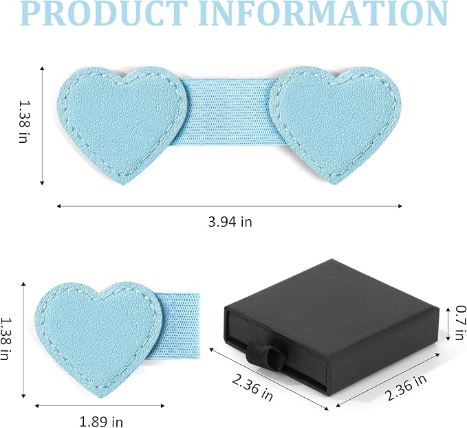 2Pcs Magnetic Leather Heart Bookmarks with Pen Holder, Cute Book Markers Clip with Gift Box, Reading Accessories for Book Lovers Women Teachers Students, Light Blue