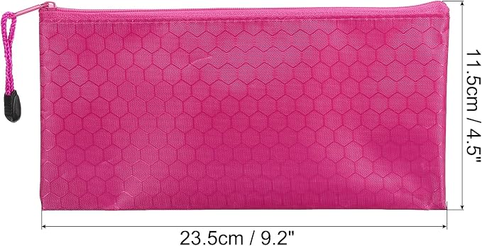 PATIKIL Waterproof Zipper File Bags, 5 Pack A6 Size Document Pocket Storage Organizer Pouch for Travel Office Supply, Rose Red