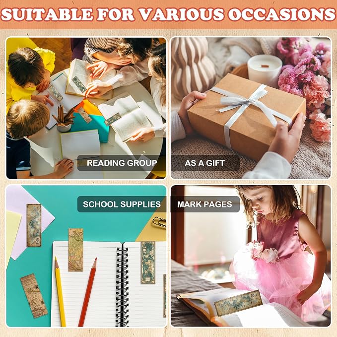 100 Pcs Vintage Map Bookmarks Bulk, Geography Map Paper Bookmarks for Men Women, Old World Bookmark Set Gifts for Book Lovers Students History Lovers Travel Scrapbooking