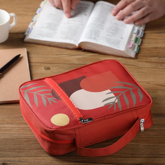 Mr. Pen- Bible Cover Case, Carrying Book Case with Durable Handle and Zippered Pocket, Bible Protective Church Bag for Men & Women, Christian Gifts, Fire Red