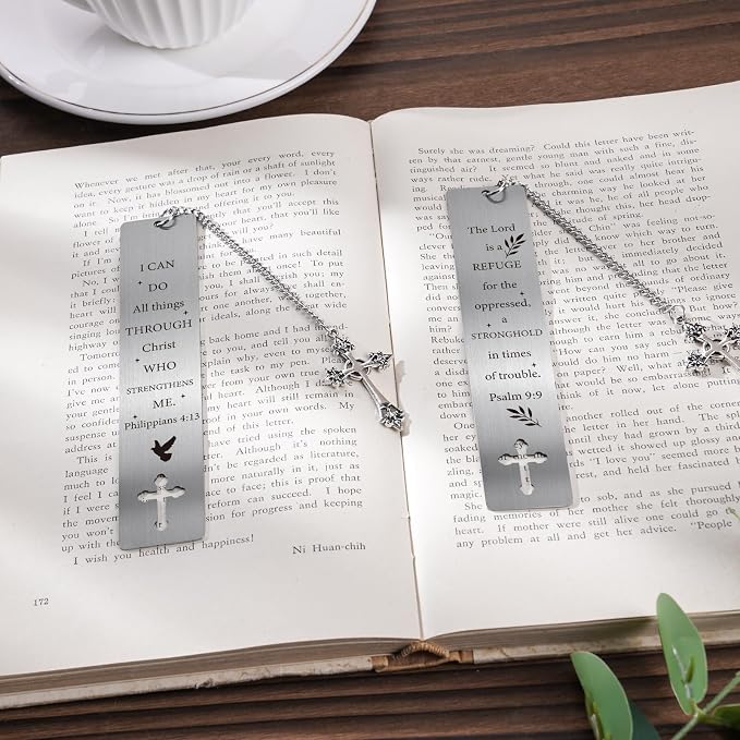 Christian Metal Bookmark Gifts - 2 PCs I Can Do All Things Bible Verse Bookmarks for Reading Women Men Religious Scripture Book Marks Cross for Friends Bookish Readers Christmas Birthday