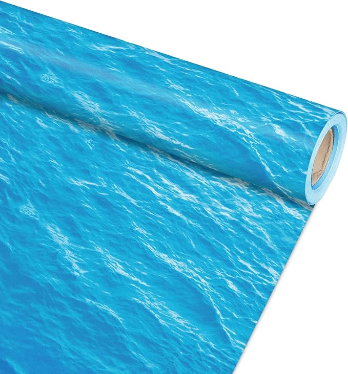 Qyeahkj Ocean Waves Bulletin Board Paper Roll Sea Bulletin Board Background Paper Back to School Classroom Decor Poster for Art Craft DIY Projects Home Office Classroom Party Supplies 17.7in x 20ft