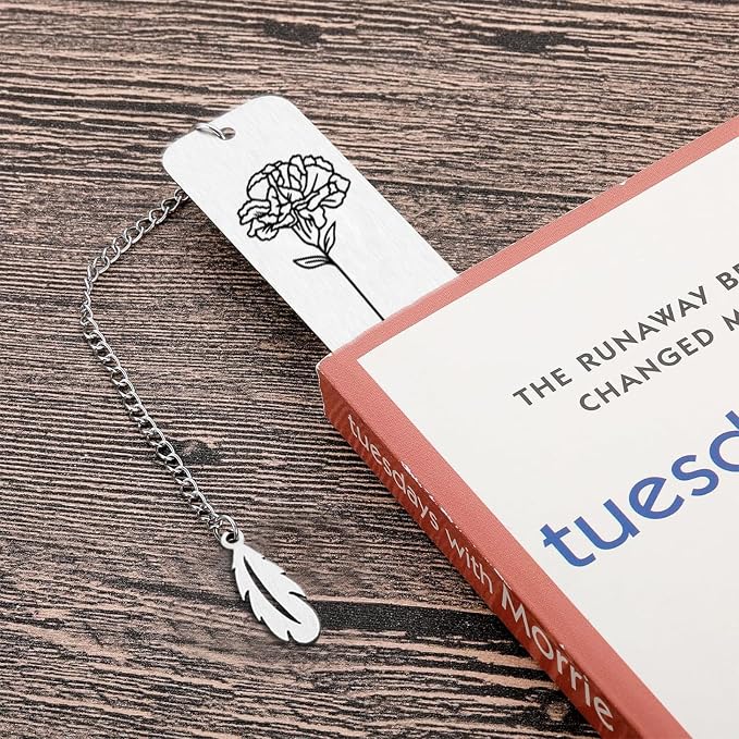 Personalized Birth Flower Bookmarks for Women Book Lover Birthday Custom Bookmarks Customized Gifts for Her Valentine's Day Graduation Gift for Female Girl Sister Girlfriend Christmas Wedding Gift