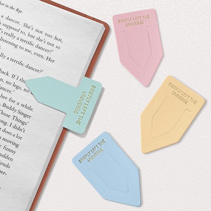Leather Bookmark for Reading Women, BRIEFLY Left THE Universe Bookmarks, Index Book Marks for Book Lovers, 6 Pcs Light Color Set