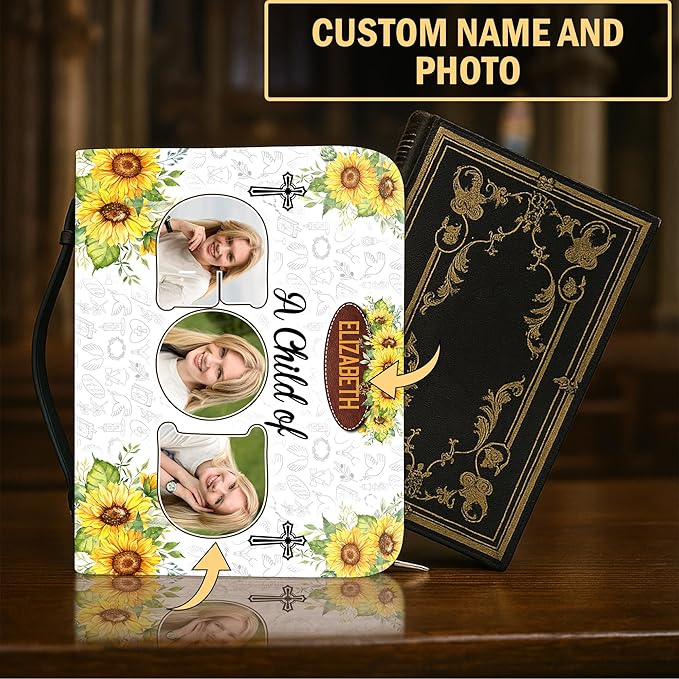 Personalized Bible Cover for Men, Christian Bible Case PU Leather, Jeus Bags Religious Appreciation Gifts for Women Girls Daughter Christian with Handle Zipper (BIBLE-11, M-2XL)
