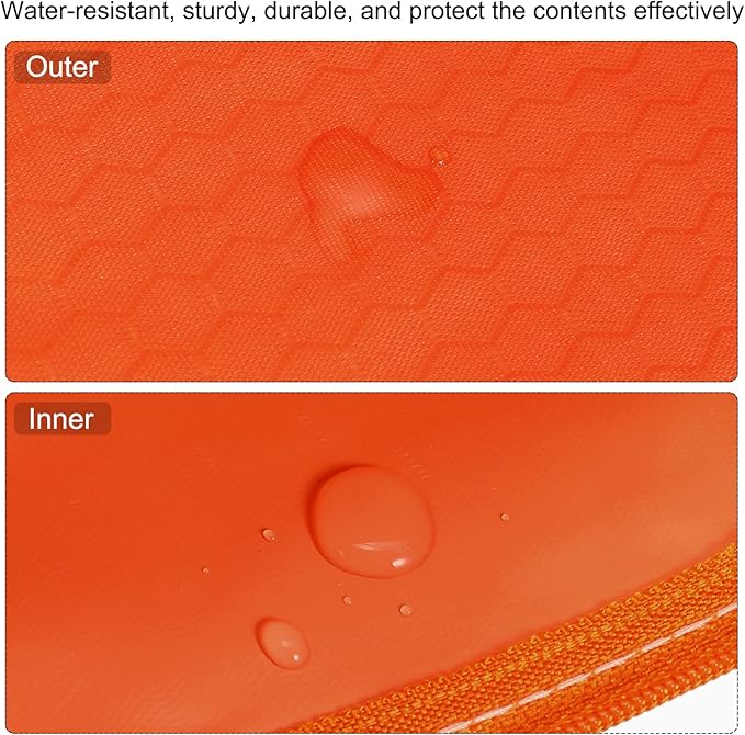 PATIKIL Waterproof Zipper File Bags, 10 Pack A6 Size Document Pocket Storage Organizer Pouch for Travel Office Supply, Orange