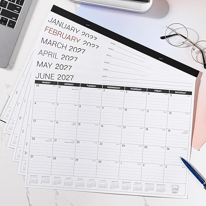 Desk Calendar 2026-2027 - Desk/Wall Calendar 2026-2027, Jul 2026 - Dec 2027, 26-27 Calendars 18 Month, Desk Calendars with Corner Protectors, Large Ruled Blocks, Thick Paper, Colorful, 14.6" x 11.5", Desktop Calendar for Daily Organizer