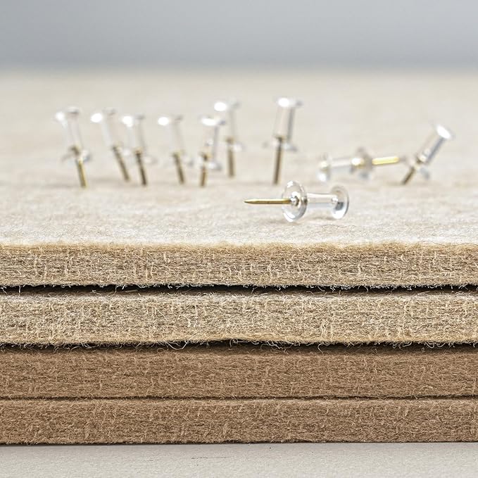 Bulletin Board, 36 x 24 inches Felt Board - Decorative Pin Board, Cork Board Alternative for Wall, 3' x 2' Foldable Picture Board Self-Adhesive Vision Board with 20 Pushpins - Desert Brown