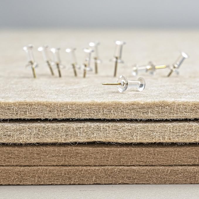 Bulletin Board, 36 x 24 inches Felt Board - Decorative Pin Board, Cork Board Alternative for Wall, 3' x 2' Foldable Picture Board Self-Adhesive Vision Board with 20 Pushpins - Desert Brown