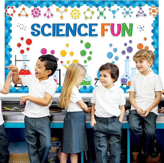 Science Bulletin Board Decoration Science Fun Cutouts Chemistry Lab Apparatus Wall Decals Themed Party Supplies for Back to School Classroom Chalkboard Home Window Decoration Favor