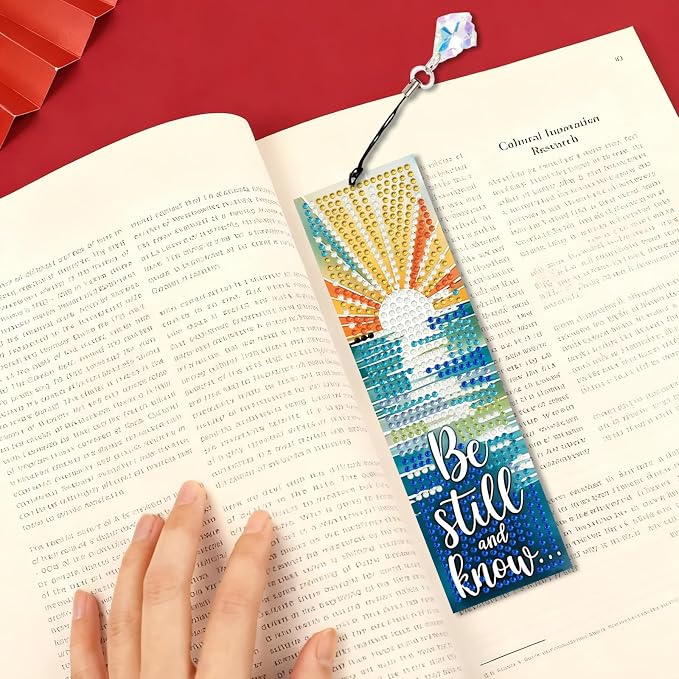 Bible Diamond Art Bookmarks for Adults, 4 PCS Landscape Diamond Painting Bookmarks with Pendant, 5d Gem Art, Acrylic Bookmark Easy DIY Crafts for Books Decor Gift