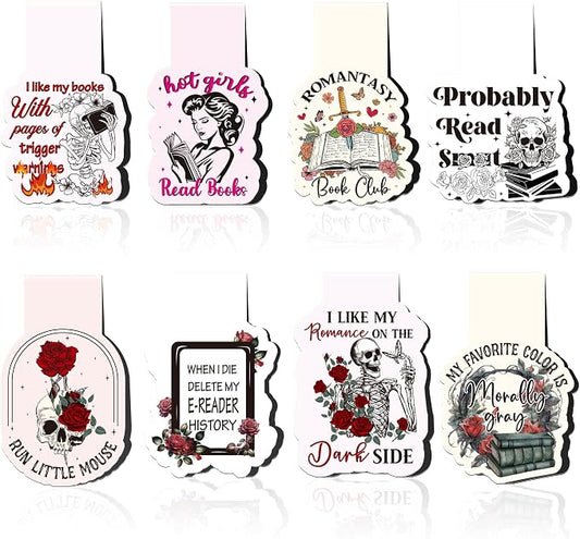 Dark Romance Magnetic Bookmarks: 8 Pcs Funny Magnet Book Page Markers for Reading, Spicy Fairytale Bookmark Clips, Gifts for Women Book Lovers Office School Supplies