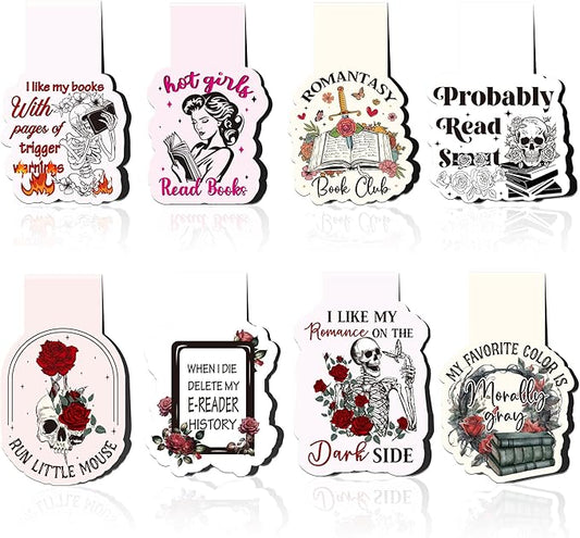 Dark Romance Magnetic Bookmarks, 8 Pcs Gothic Book Lover Gifts for Women, Spicy Magnet Book Mark Clips for Reading, Cute Stationery Gifts for Friends and Book Club Lovers