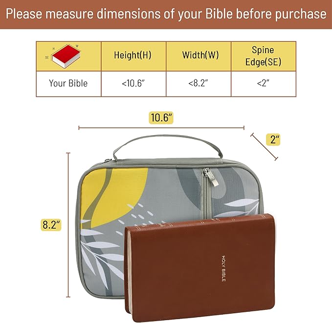 Mr. Pen- Bible Cover Case, Carrying Book Case with Durable Handle and Zippered Pocket, Bible Protective Church Bag for Men & Women, Christian Gifts, Sunlit Garden