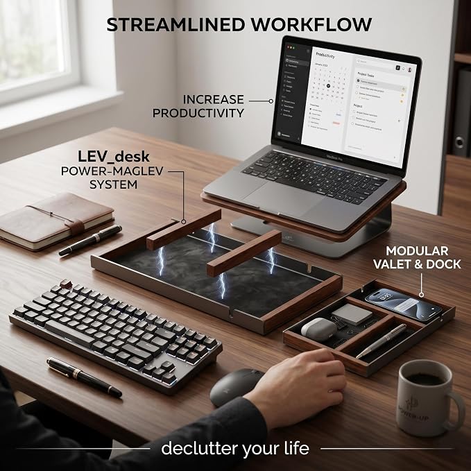Magnetic Desk Organizer — Your Order Freely Defined — Modular EDC Valet Tray for Desk & Drawer — Premium Modern Catch-All Tray for Office Workspace Home Décor & Tech Storage